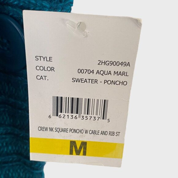 Debbie Morgan Sweater Poncho Blue Women's Medium Knit Scoop-Neck Pullover New - Picture 9 of 13